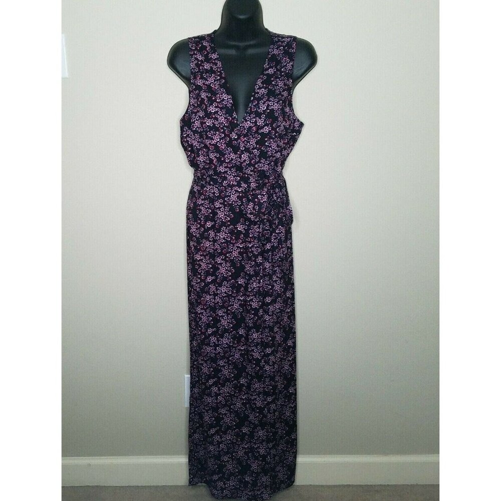 Jack by BB Dakota Jumpsuit Womens Size 4 Foral Wrap‎ Dark Blue Wide Leg New
